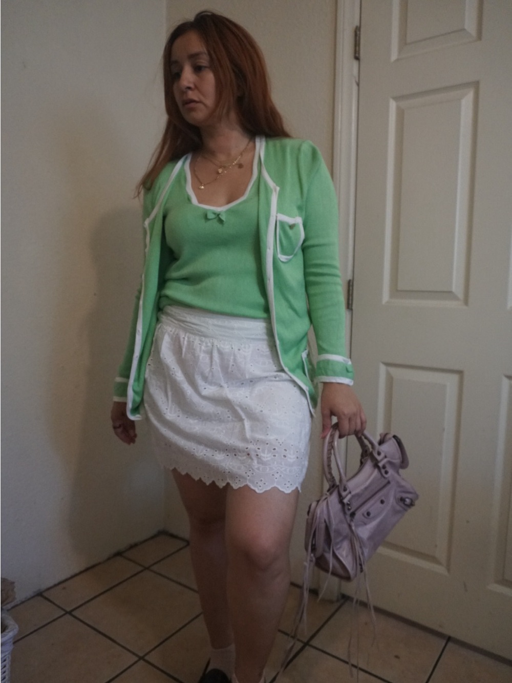 Max Studio White Eyelet Mini Skirt